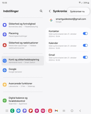 Vælg Synkroniser nu