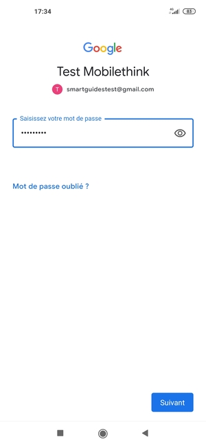 Saisissez votre mot de passe Gmail et sélectionnez Suivant