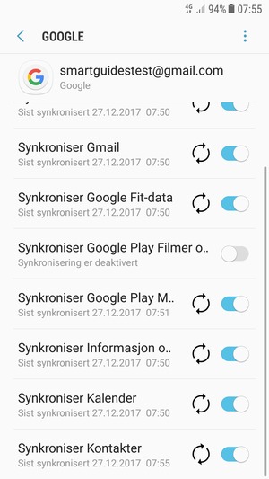 Din informasjon blir synkronisert