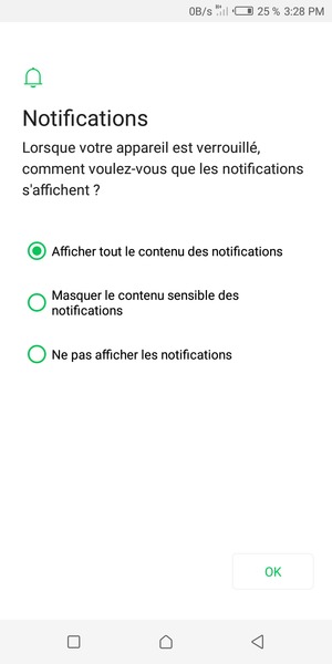 Sélectionnez votre option préférée et sélectionnez OK