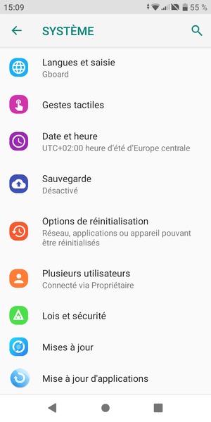 Sélectionnez Sauvegarde