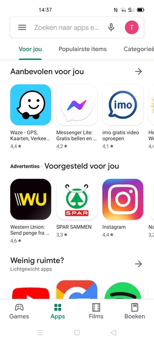 Selecteer de zoekbalk