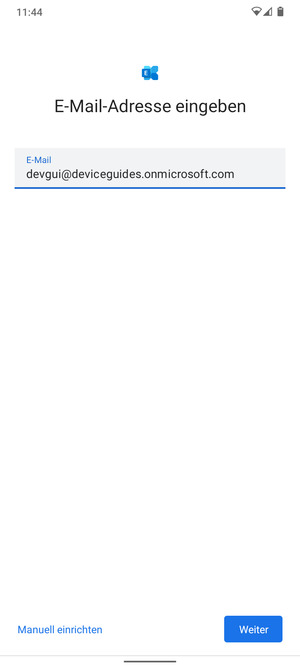 Geben Sie Ihre E-Mail-Adresse ein und wählen Sie Manuell einrichten