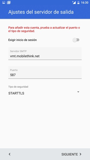 Seleccione Tipo de seguridad
