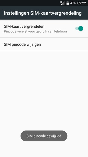 Uw SIM pincode is gewijzigd