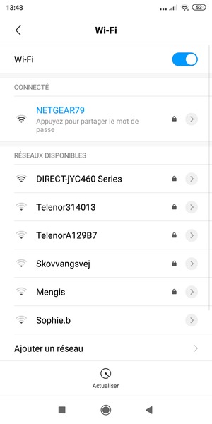 Vous êtes maintenant connecté au réseau Wi-Fi