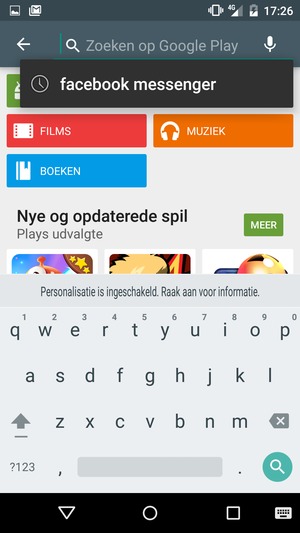 Voer de app-naam in en selecteer Zoek