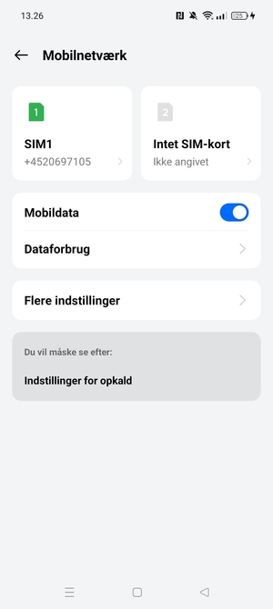 Vælg SIM1 eller SIM2