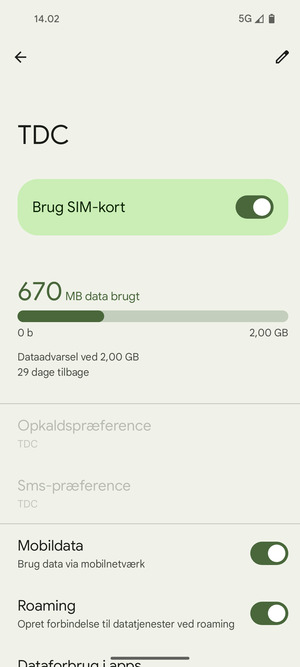 Slå Roaming til eller fra