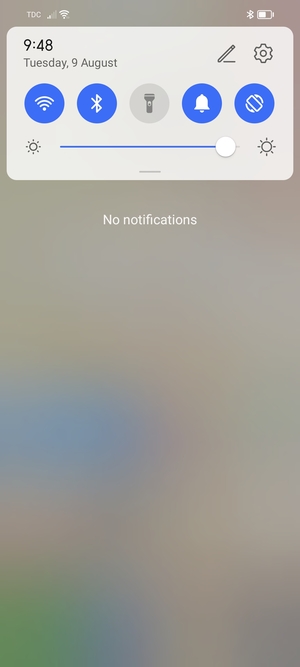 Slide down the top menu again