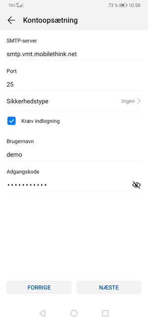 Indtast udgående serveradresse