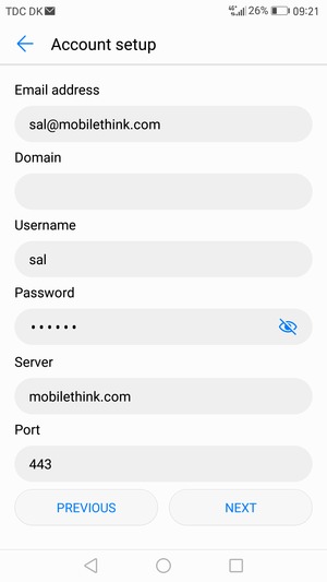 Enter Exchange server address