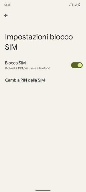 Seleziona Cambia PIN della SIM