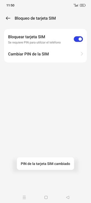 Su PIN de la tarjeta SIM ha sido cambiado