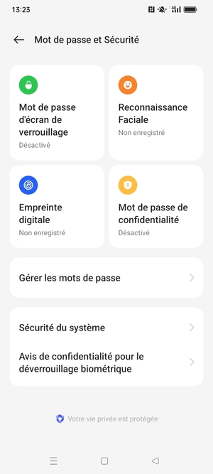 Sélectionnez Sécurité du système
