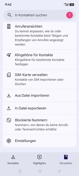 Scrollen Sie und wählen Sie SIM-Karte verwalten
