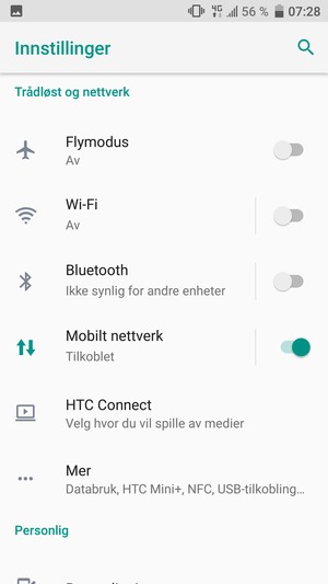 Velg Mobilt nettverk