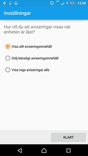 Tryck på ditt föredragna alternativ och välj KLART
