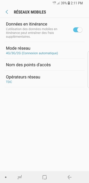 Activer ou désactiver Données en itinérance