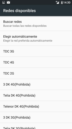 Seleccione un operador de red de la lista