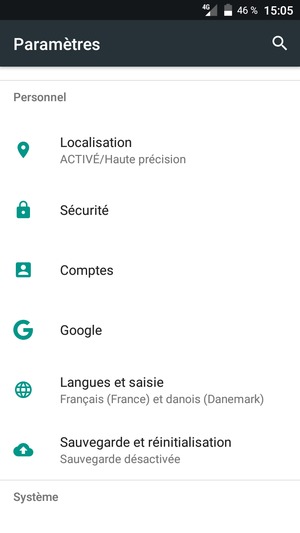 Faites défiler et sélectionnez Sécurité