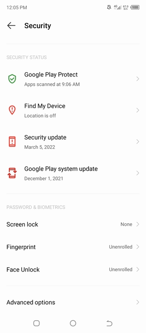 Select Screen lock