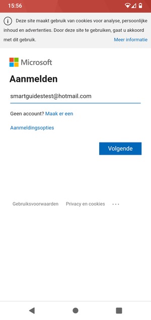 Voer uw e-mailadres in en selecteer Volgende