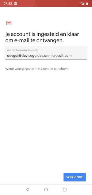 Geef uw account een naam en selecteer VOLGENDE