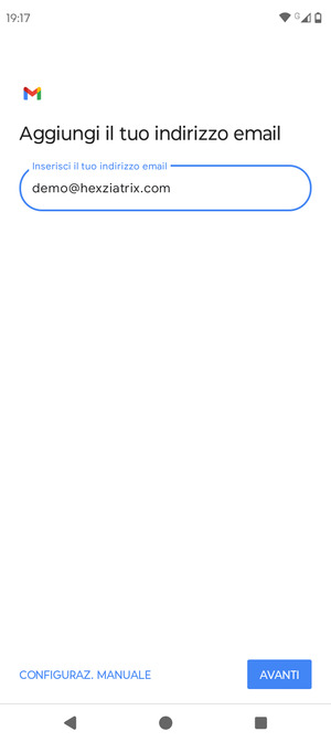 Inserisci il tuo indirizzo email e seleziona AVANTI