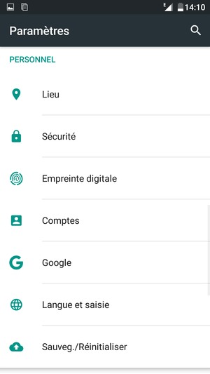 Faites défiler et sélectionnez Sécurité ou Verrouiller l'écran