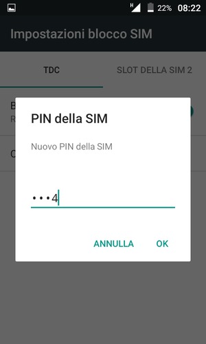 Inserisci Nuovo PIN della SIM e seleziona OK