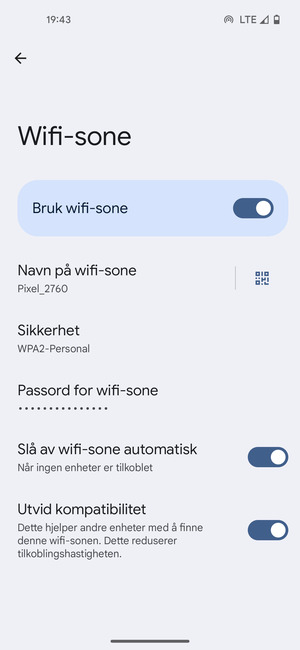 Telefonen din er konfigurert for bruk som et modem