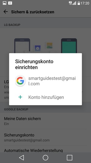 Wählen Sie Ihr Konto für Backup