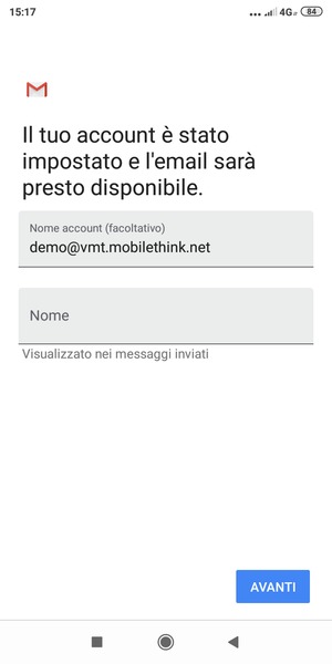 Scegli un nome per il tuo account e inserisci il tuo nome. Seleziona AVANTI