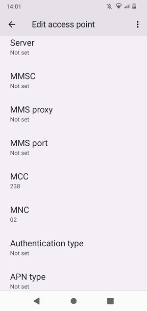 Scroll down and enter MMS information