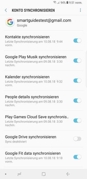 Stellen Sie sicher, dass Kontakte synchronisieren ausgewählt ist