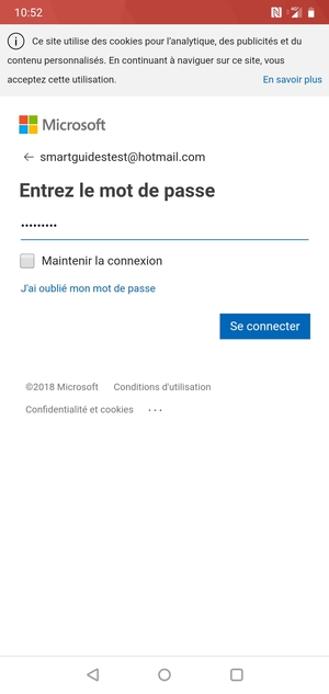 Saisissez votre mot de passe et sélectionnez Se connecter