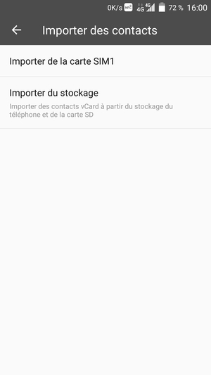 Sélectionnez Importer de la carte SIM