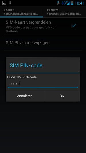 Voer uw Oude SIM PIN-code in en selecteer OK