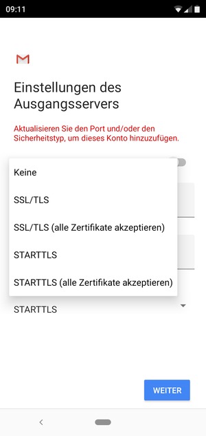 Wählen Sie Keine und WEITER