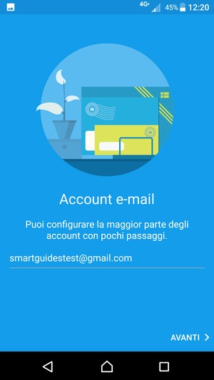 Inserisci il tuo indirizzo Gmail e seleziona AVANTI