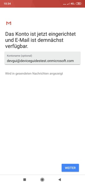 Geben Sie Ihrem Konto einen Namen und wählen Sie WEITER