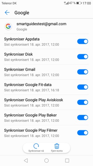 Velg Synkroniser nå