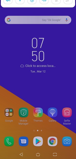 Slide down the top menu