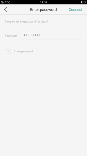 Enter the Wi-Fi Password and select Connect