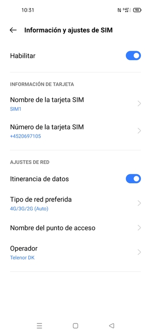Activar o desactivar Itinerancia de datos