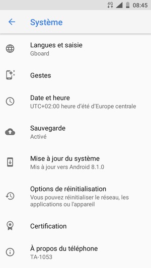Sélectionnez Mises à jour du système 
