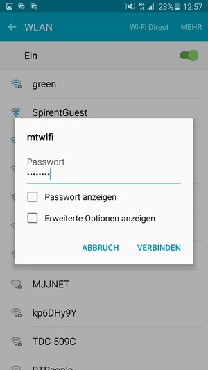 Geben Sie das WLAN-Passwort ein und wählen Sie VERBINDEN