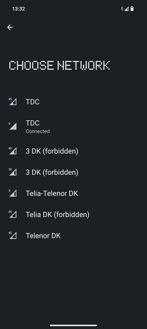 Select a network operator from the list