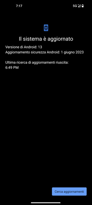 Se il tuo telefono è aggiornato, vedrai la seguente schermata